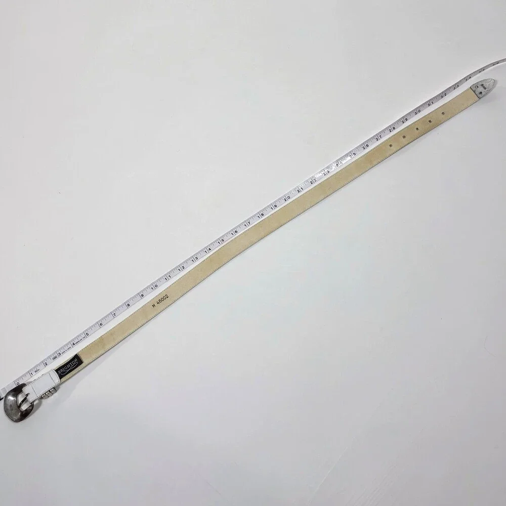 Brighton White Leather Belt Silver Buckle - Medium - Picture 6 of 6
